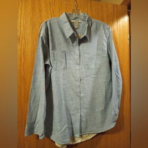 american rag cie Long Sleeve Shirt Crochet Back XL 30 long 21 armpit cotton